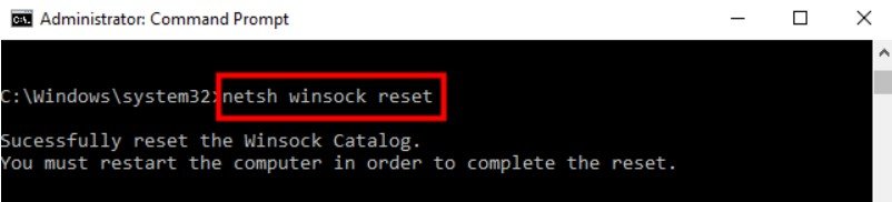 netsh winsock reset
