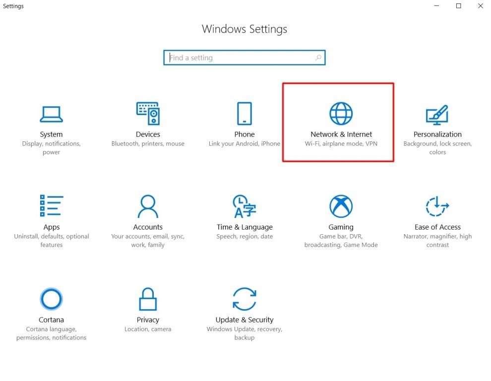 network and security settings