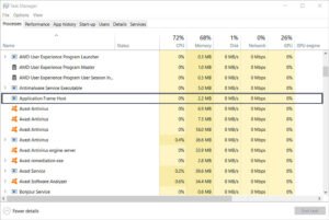 Application frame host что это за процесс windows 10